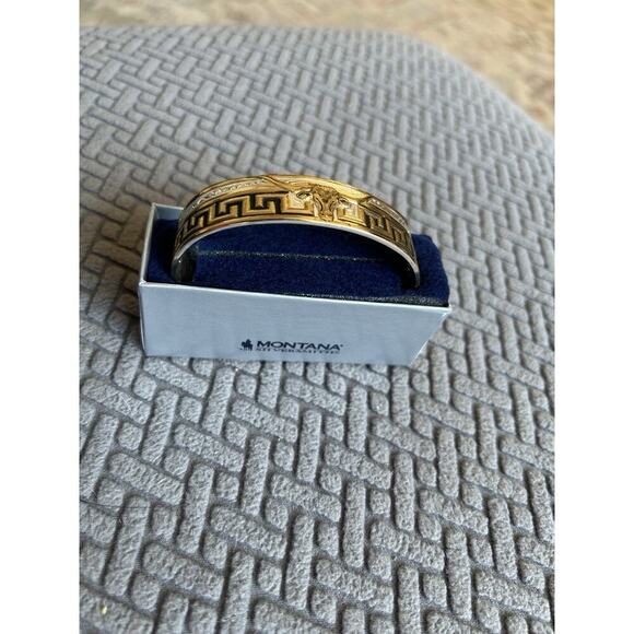 Montana Silversmiths Longhorn Steer Bracelet Cuff Silver & Gold Black Western - Picture 13 of 13